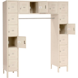 16 Person Box Locker, 69"W x 18"D x 78"H, Tan, Unassembled
