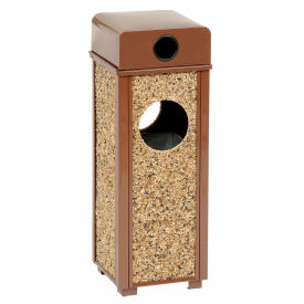 Stone Panel Trash Weather Urn, Brown, 2-1/2 Gallon, 10-1/4" Square x 28"H