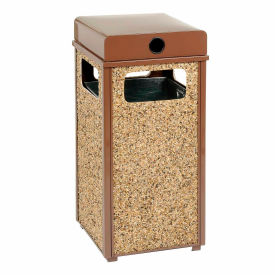 Stone Panel Trash Weather Urn, Brown, 24 Gallon, 17-1/2" Square x 36"H