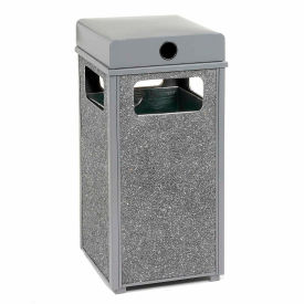 Stone Panel Trash Weather Urn, Gray, 24 Gallon, 17-1/2" Square x 36"H