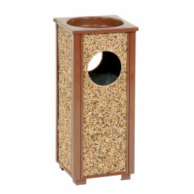 Stone Panel Trash Sand Urn, Brown, 2.5 Gallon, 10.25" Square x 24" H