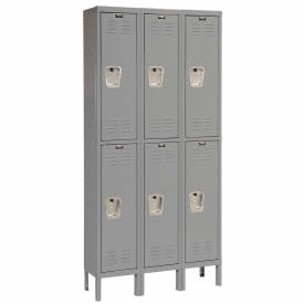 2-Tier 6 Door Premium Locker, 36"W x 18"D x 66"H, Dark Gray, Unassembled