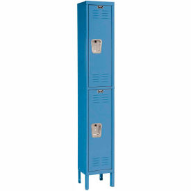 2-Tier 2 Door Premium Locker, 12"W x 15"D x 78"H, Blue, Unassembled