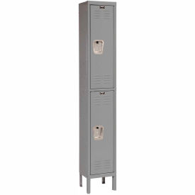 2-Tier 2 Door Premium Locker, 12"W x 18"D x 78"H, Dark Gray, Unassembled