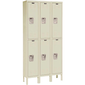 2-Tier 6 Door Premium Locker, 36"W x 18"D x 78"H, Tan, Unassembled