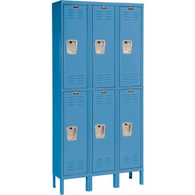 2-Tier 6 Door Premium Locker, 36"W x 18"D x 78"H, Blue, Assembled