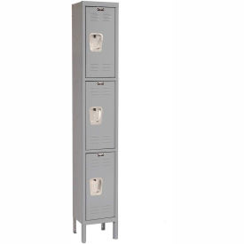 3-Tier 3 Door Premium Locker, 12"W x 12"D x 78"H, Dark Gray, Assembled