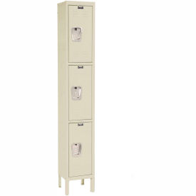 3-Tier 3 Door Premium Locker, 12"W x 18"D x 78"H, Tan, Assembled