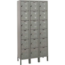 6-Tier 18 Door Premium Locker, 36"W x 15"D x 78"H, Dark Gray, Assembled
