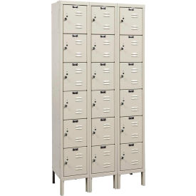 6-Tier 18 Door Premium Locker, 36"W x 15"D x 78"H, Tan, Assembled