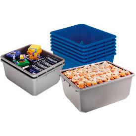 Plastic QuanTub Nesting Tote, 24-1/2"L x 19"W x 9-1/2"H, USDA FDA Approved, Gray