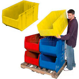 Plastic Hulk Stacking Bin, 36"L x 19-7/8"W x 17-1/2"H, Yellow