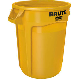 Brute 2632 Trash Container w/Venting Channels 32 Gallon - Yellow