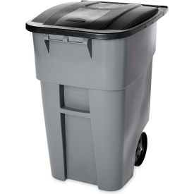 9W27 Brute Rollout 50 Gallon Large Mobile Container - Gray with Lid