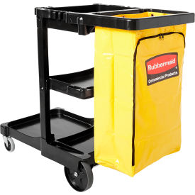 6173-88 Janitor Cart with 25 Gallon Vinyl Bag, Black