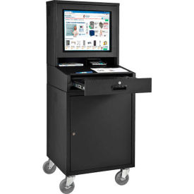 Mobile LCD Computer Cabinet, Black, Unassembled
