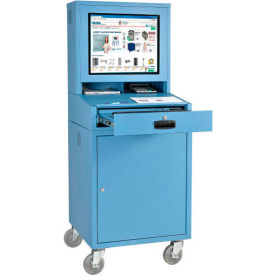 Mobile LCD Computer Cabinet, Blue, Unassembled