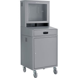 Mobile LCD Computer Cabinet, Dark Gray, Unassembled