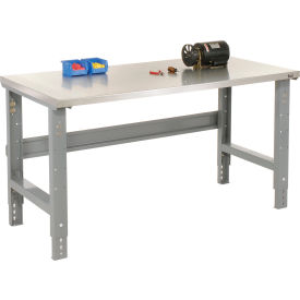 48x30 Adj. Height Workbench C-Channel Leg - Stainless Steel Square Edge Gray