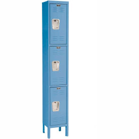 3-Tier 3 Door Premium Locker, 12"W x 18"D x 78"H, Blue, Unassembled
