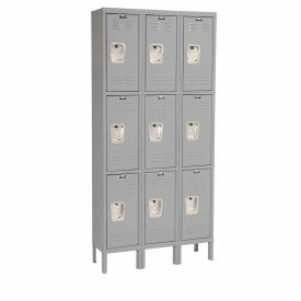 3-Tier 9 Door Premium Locker, 36"W x 18"D x 78"H, Dark Gray, Unassembled