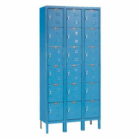 6-Tier 18 Door Premium Locker, 36"W x 15"D x 78"H, Blue, Unassembled
