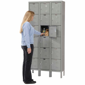 6-Tier 18 Door Premium Locker, 36"W x 15"D x 78"H, Dark Gray, Unassembled