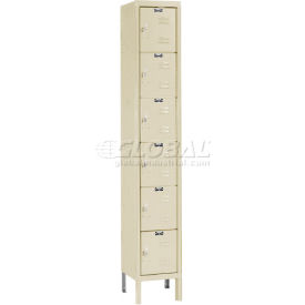 6-Tier 6 Door Premium Locker, 12"W x 18"D x 78"H, Tan, Unassembled