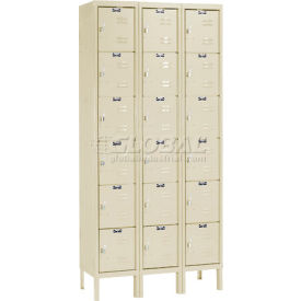 6-Tier 18 Door Premium Locker, 36"W x 18"D x 78"H, Tan, Unassembled