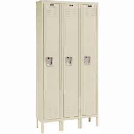 1-Tier 3 Door Premium Locker, 36"W x 18"D x 66"H, Tan, Assembled
