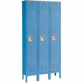 1-Tier 3 Door Premium Locker, 36"W x 15"D x 78"H, Blue, Assembled