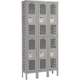 2-Tier 6 Door Heavy Duty Ventilated Locker, 36"W x 18"D x 78"H, Dark Gray, Unassembled