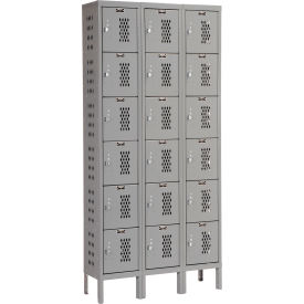 6-Tier 6 Door Heavy Duty Ventilated Locker, 12"W x 12"D x 78"H, Dark Gray, Unassembled