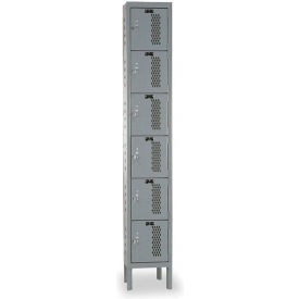 6-Tier 6 Door Heavy Duty Ventilated Locker, 12"W x 18"D x 78"H, Dark Gray, Assembled