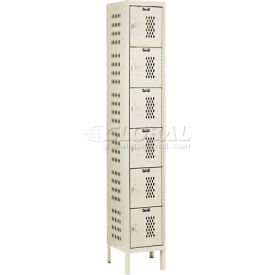 6-Tier 6 Door Heavy Duty Ventilated Locker, 12"W x 18"D x 78"H, Tan, Assembled