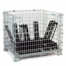 Folding Wire Container, 48"L x 40"W x 36-1/2"H, 4000 lb. Capacity, Gray