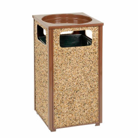 Stone Panel Trash Sand Urn, Brown, 12 Gallon, 13-1/2" Square x 32"H