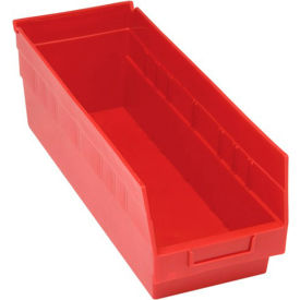 Plastic Nesting Storage Shelf Bin QSB204 6-5/8"W x 17-7/8"L x 6"H Red