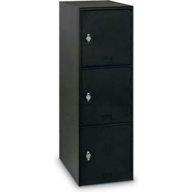 3-Tier 3 Door Locker w/ Hasp Lock, 11-1/2"W x 18"D x 38"H, Black, Assembled