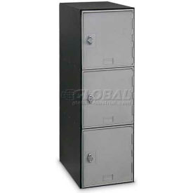 3-Tier 3 Door Locker w/ Hasp Lock, 11-1/2"W x 18"D x 38"H, Silver, Assembled