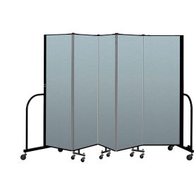 Portable Room Divider 5 Panel, 6'H x 9'5"W, Vinyl Color: Blue