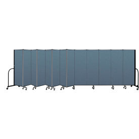 Portable Room Divider 13 Panel, 6'H x 24'1"W, Fabric Color: Blue