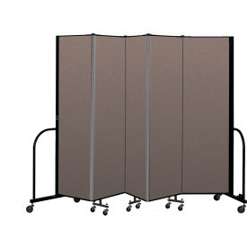 Portable Room Divider 5 Panel, 6'8"H x 9'5"W, Fabric Color: Oatmeal