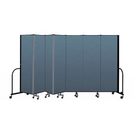 Portable Room Divider 7 Panel, 6'8"H x 13'1"W, Fabric Color: Blue