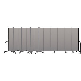 Portable Room Divider 13 Panel, 6'8"H x 24'1"W, Vinyl Color: Gray