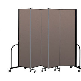 Portable Room Divider 5 Panel, 7'4"H x 9'5"W, Fabric Color: Oatmeal
