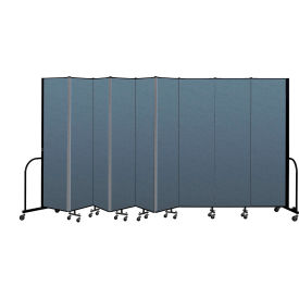 Portable Room Divider 9 Panel, 7'4"H x 16'9"W, Fabric Color: Blue