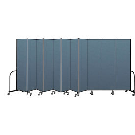 Portable Room Divider 11 Panel, 7'4"H x 20'5"W, Fabric Color: Blue