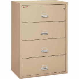 Fireproof 4 Drawer Lateral File Cabinet, Letter & Legal Size, 37-1/2"W x 22"D x 53"H, Putty