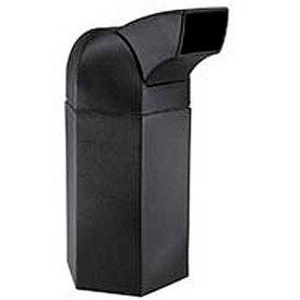 Hex Waste Container with Drive-Thru Lid, Black, 50-Gallon